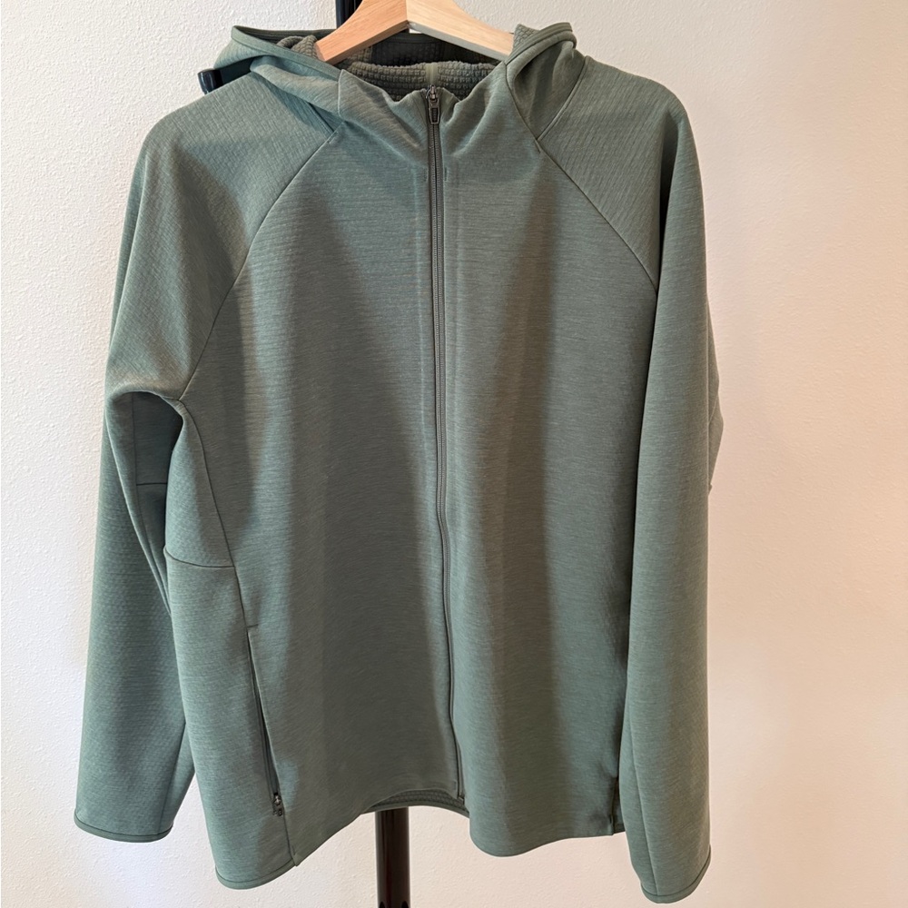 Lululemon Men's GridLiner Fleece Zip Hoodie Size L Heathered Green Twill